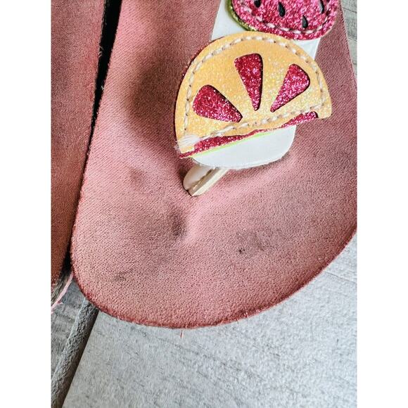 MAGGIE & ZOE Boutique Glitter Fruit Tropical Thong Summer Sandals Shoes Girls 8 - Picture 3 of 9